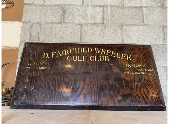 Wooden Fairchild Wheeler Golf Club Sign