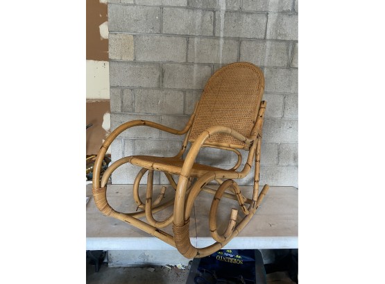 Mid Century Modern Bamboo Rattan Rocking Chair - SEE DESCRIPTION