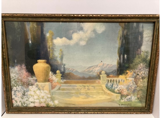 Antique Robert Atkinson Fox 'Dreamland' Terrace Garden  Print From The 1920's
