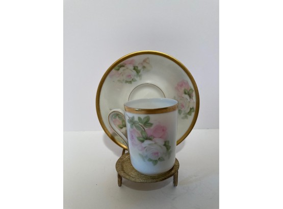 Antique Schwarzburg Floral Chocolate Cup And Saucer