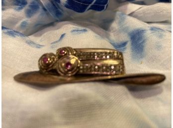 Vintage Wide Sterling Silver Hat Pin With Rhinestones .921