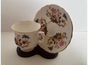 Vintage Crown Staffordshire Floral Teacup And Saucer