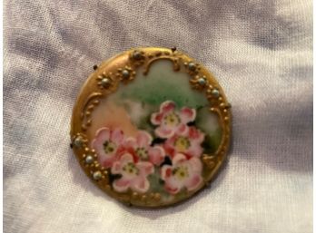 Vintage Floral Guilloche Pin Dating From 1930's