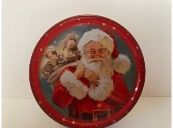 Round Santa Cookie Tin