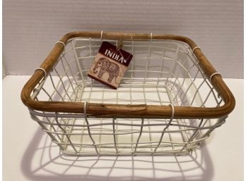 Small Shelf Wire And Wood Tote Made In India - (NWTS)