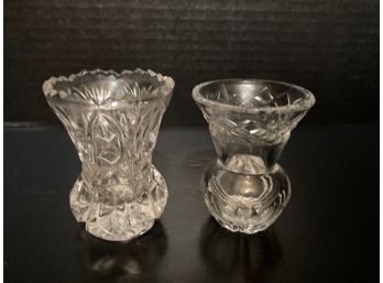 Two Assorted Tall Elegant Glass Toothpick Holders