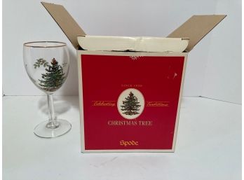 Vintage Spode Christmas Tree Stemmed Wine Glasses (NIB)