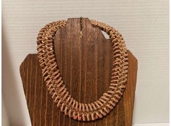 Vintage Aldo Braided Faux Leather And Goldtone Choker