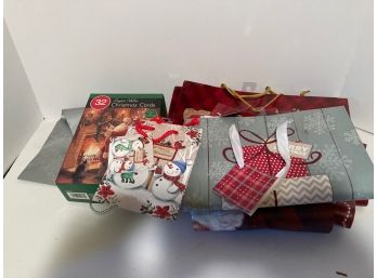 Assorted Lot Of Christmas Gift Bags (6) And Box Of Christmas Cards