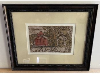 Framed Colored Etching By Marian Willinck