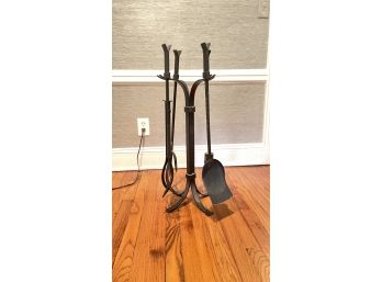 5 Pieces Wrought Iron Black Fireplace Tools