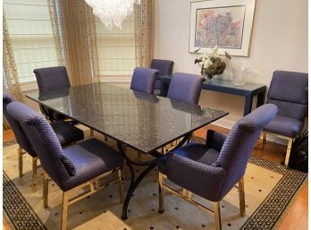 AL MYERS FURNITURE Set Of Eight Modern Blue Dining Chairs -