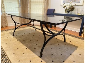 Wrought Iron Base Granite Top Dining Table