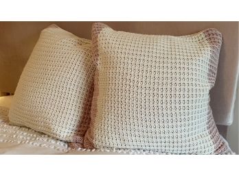 UGG White With Pink Accent Pillow Covers Only