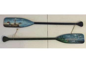 Pair Of Hand Painted Paddles