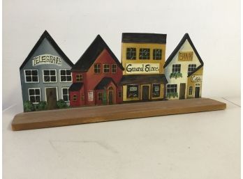 Country Townscape Hand Painted Display Shelf Signed & Dated