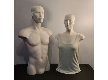 2 Partial Mannequins, 1 Male, 1 Female
