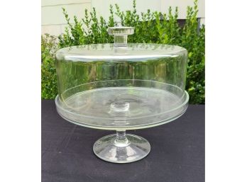 Clear Glass Cake Server W Cover, No Chips