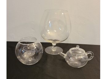 4 Pc Clear Glass Lot, No Chips