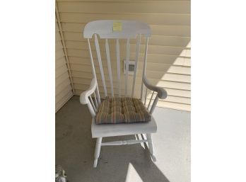 White Painted Outdoor Porch Rocker With Cushion
