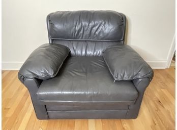 Gray Leather Rolled Arm Side Chair