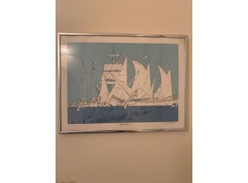 Bruce Johnson Framed & Signed 'Sunday Sailors' Nautical Print