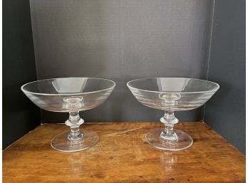 Val St Lambert Crystal Compote Pedestal Bowls- A Pair