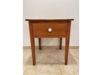 Vintage Wooden Side Table W Ceramic Drawer Pull