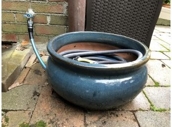 Glazed Ceramic Garden Hose Storage Pot