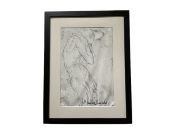 Abstract Figure Study Print Illegibly Signed And Framed