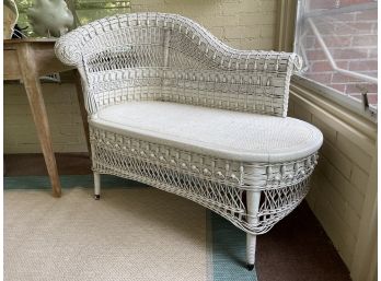 Vintage Wicker Chaise Lounge W Intricate Woven Details