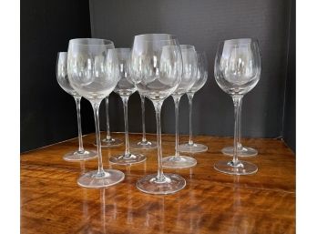 Crystal Wine Glasses Acid Etched On Underside - Set Of 10