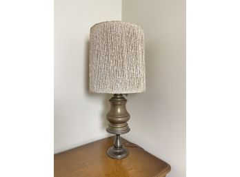 Vintage Two Tone Metal Lantern Style Lamp W Textured Thread Shade