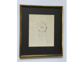 Vintage Pencil Drawing Of A Woman, Artist Signed And Framed