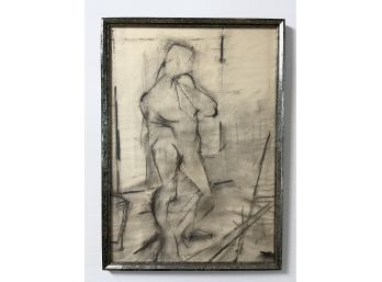 Vintage Abstract Figure Sketch On Paper - Framed