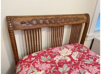 Antique French Style Carved Wooden Twin Size Bed W Wheat Motif - 2 Of 2
