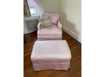 Vintage Pink  Upholstered Armchair And Ottoman