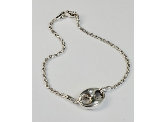 Sterling Silver Spiral Chain Ying And Yang Bracelet