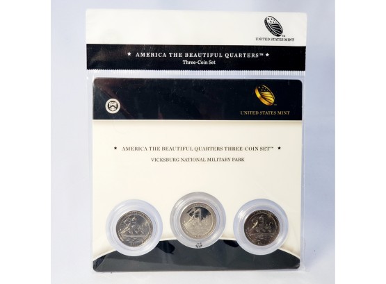 US Mint Sealed 2011 Vicksburg P/D/S Mints  3 Coin ATB Quarter Set