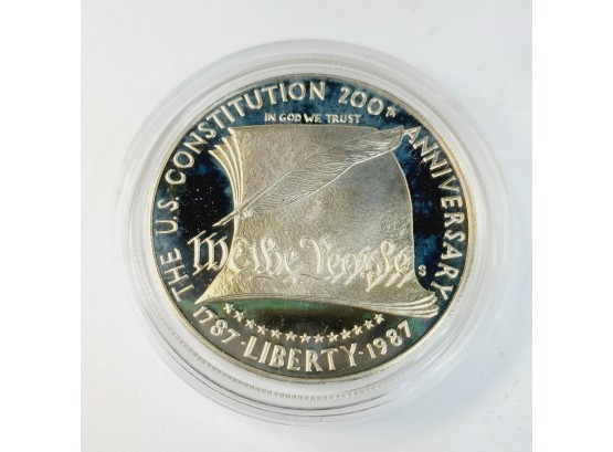 1987-S  United States Us Constitution Quill Scroll PROOF Silver Dollar Coin