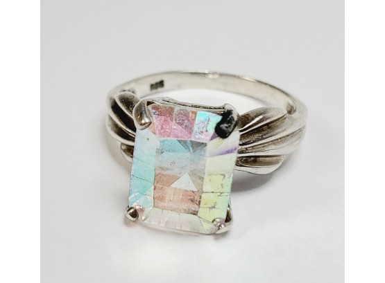Iridescent Stone Sterling Silver Ring