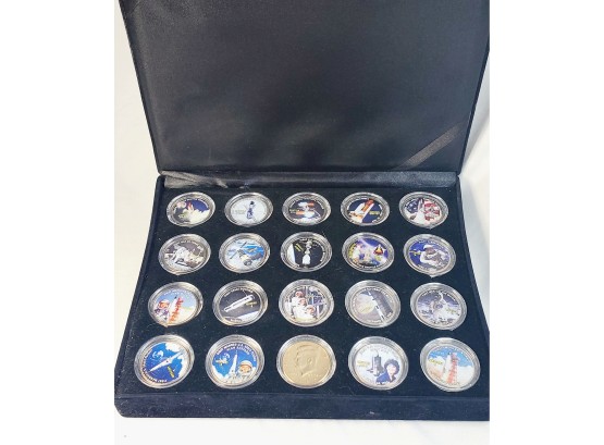 Incredible 20 Coin Space Expeditions Set In Display Case On Kennedy Half Dollars