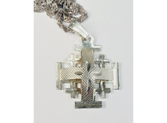 Sterling Silver 3 Dimensional Cross Pendant And Necklace From Jerusalem