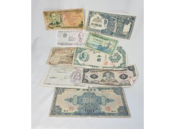 10 Large  Vintage Assorted Foreign Paper Notes