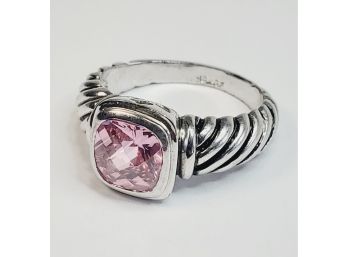 18kt  White Gold Electro Plate Pink Stone Ring