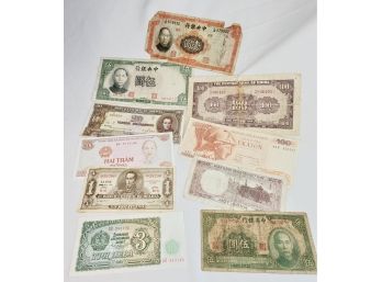 10 Vintage Assorted Foreign Paper Notes