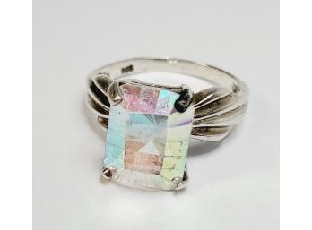 Iridescent Stone Sterling Silver Ring