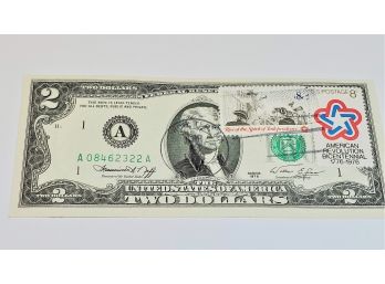 First Day Of Issue April 13th Stamped Uncirculated $2 Dollar Bill
