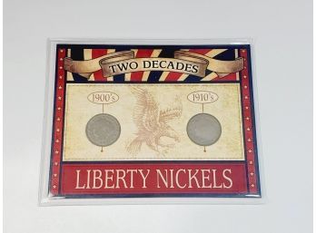 1900's And 1910's Liberty Nickels  Coin Set In Plastic With Info