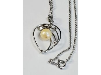 Sterling Silver Pearl Pendant And Necklace